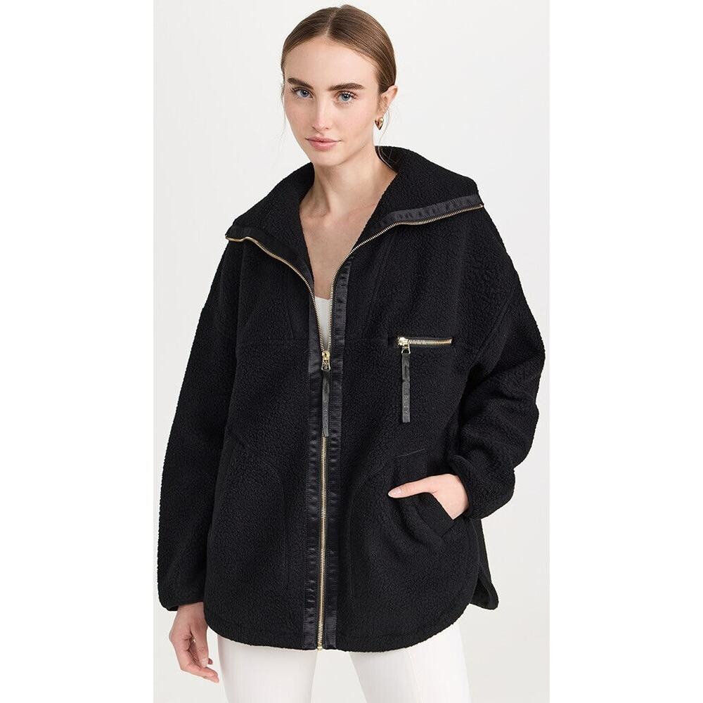 Varley Donley Fleece Jacket Black Oversized Full Zip High Neck Womens Size Large - Picture 6 of 16